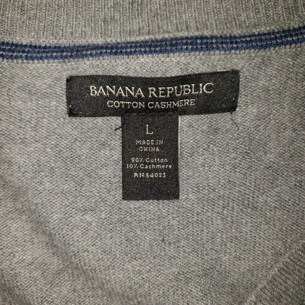 Banana Republic Grey V Neck Cashmere Blend Sweater Mens Size Large